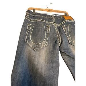 True Religion World Tour USA Limited Edition Y2K Jeans Women Sz 28 Raw Cuff Hem